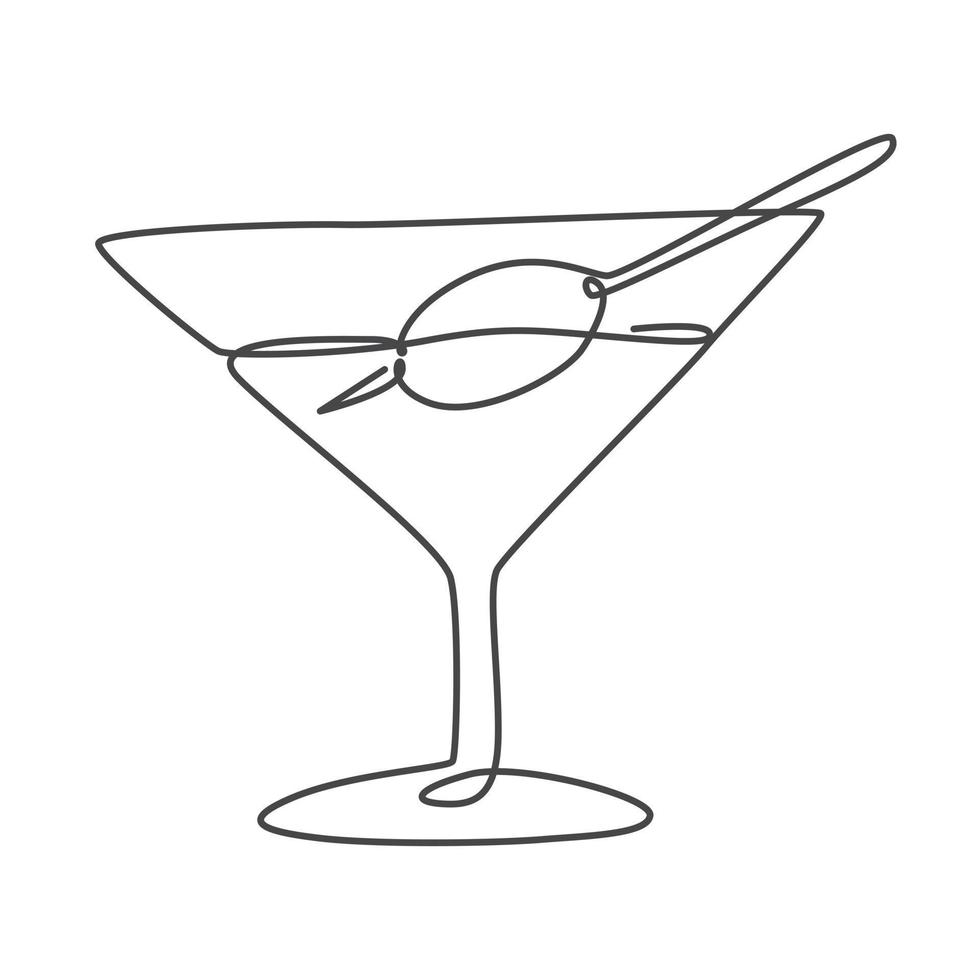 Wine glass continuous line drawing. vector
