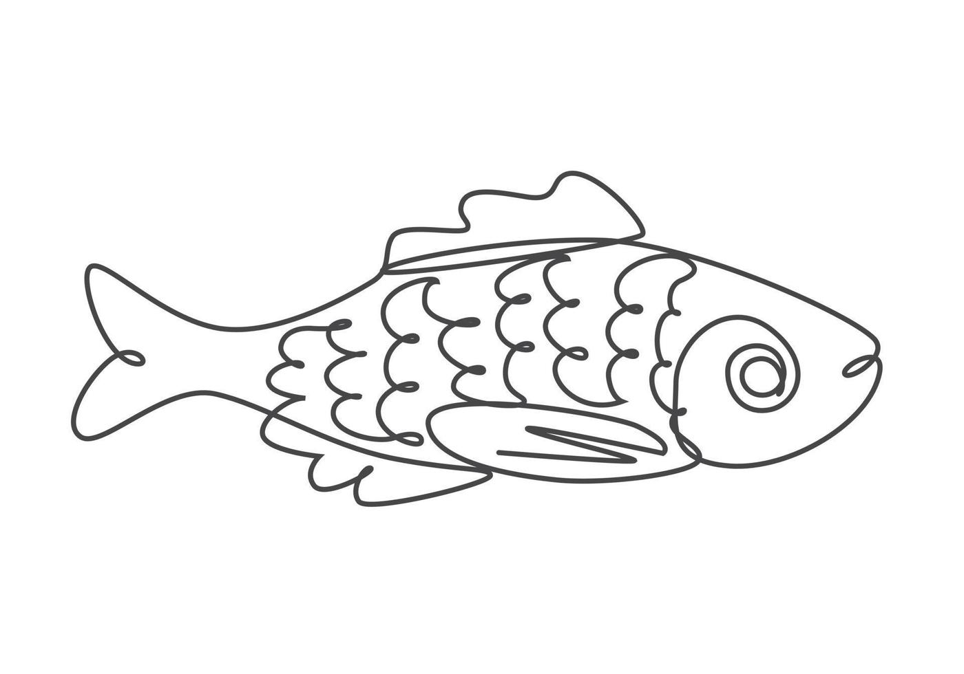 fish continuous line drawing. vector