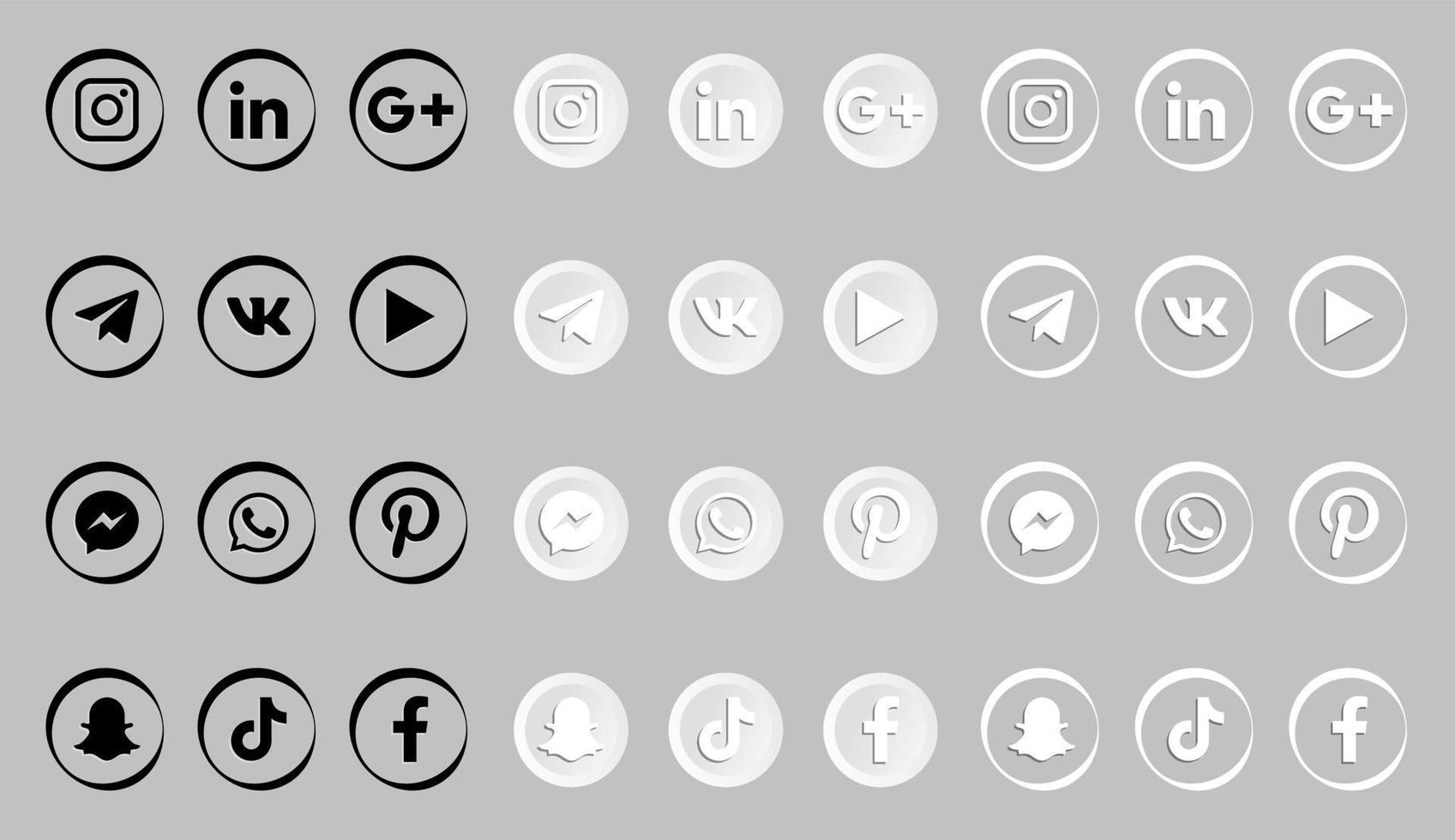 Social Media Icons. Black and White and Modern Social Media Icons vector