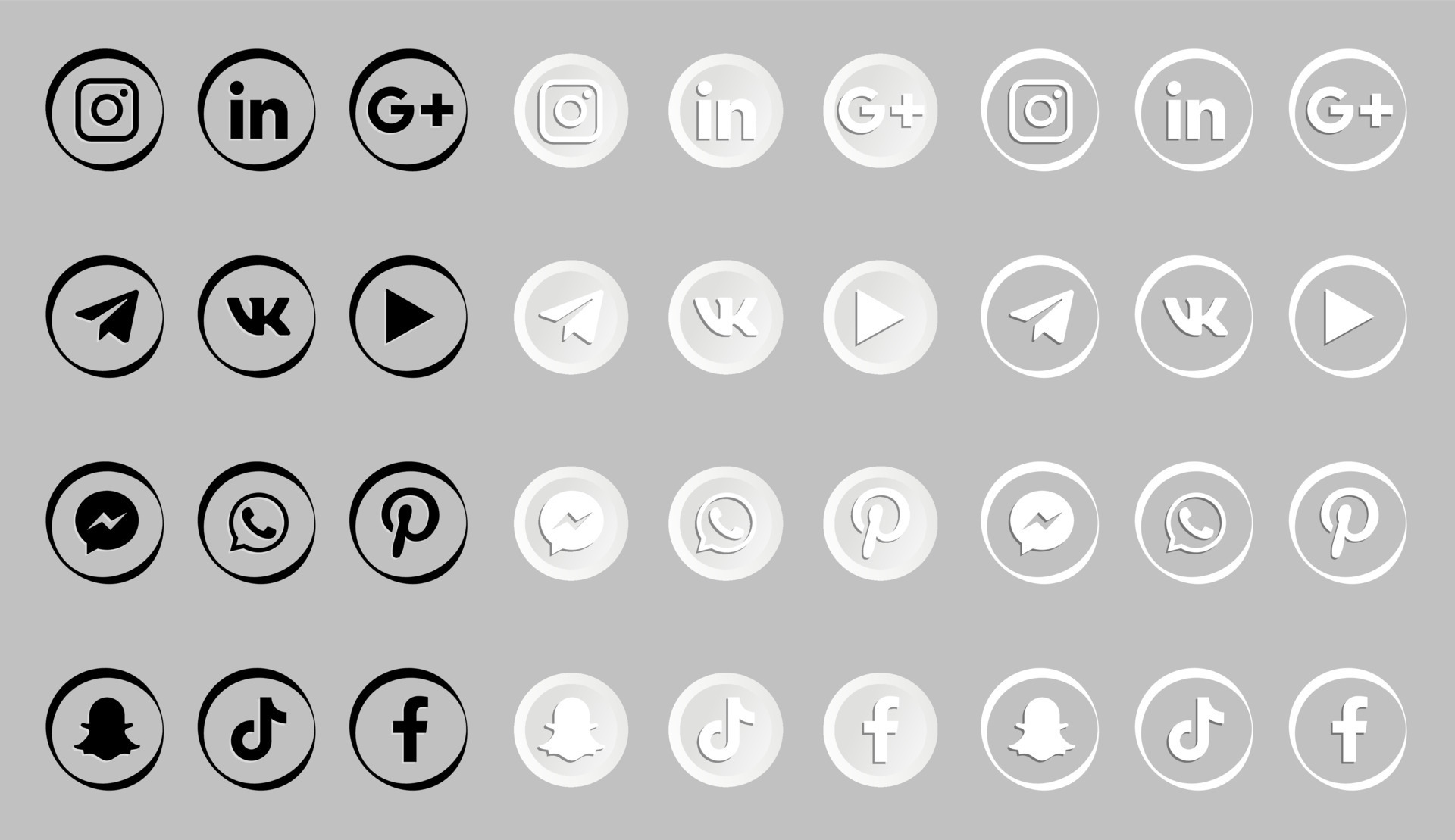Social Media Icons. Black and White and Modern Social Media Icons