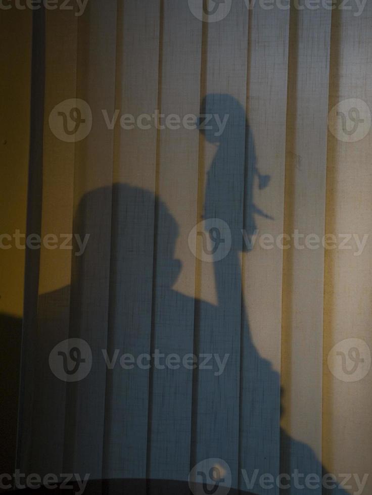 shadow musician playing cello on verticals photo
