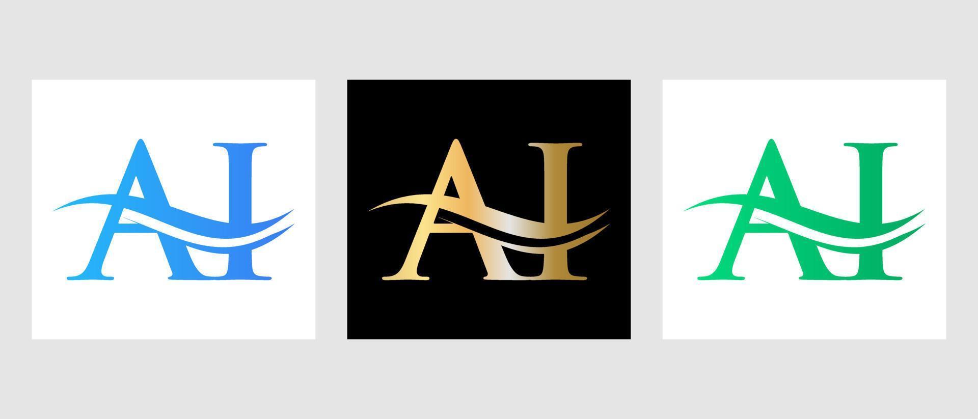 Letter AI Logo Design. AI Logotype Template vector
