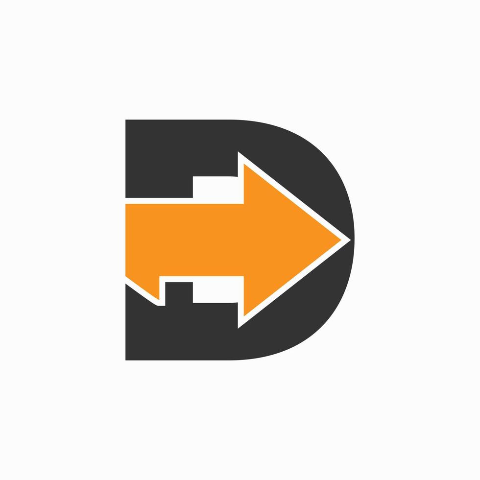 Letter D With Arrow Icon, Financial Growth Logo Design vector