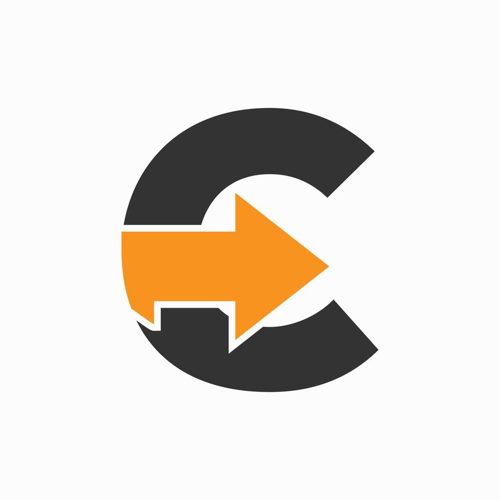 Letter C With Arrow Icon, Financial Growth Logo Design vector