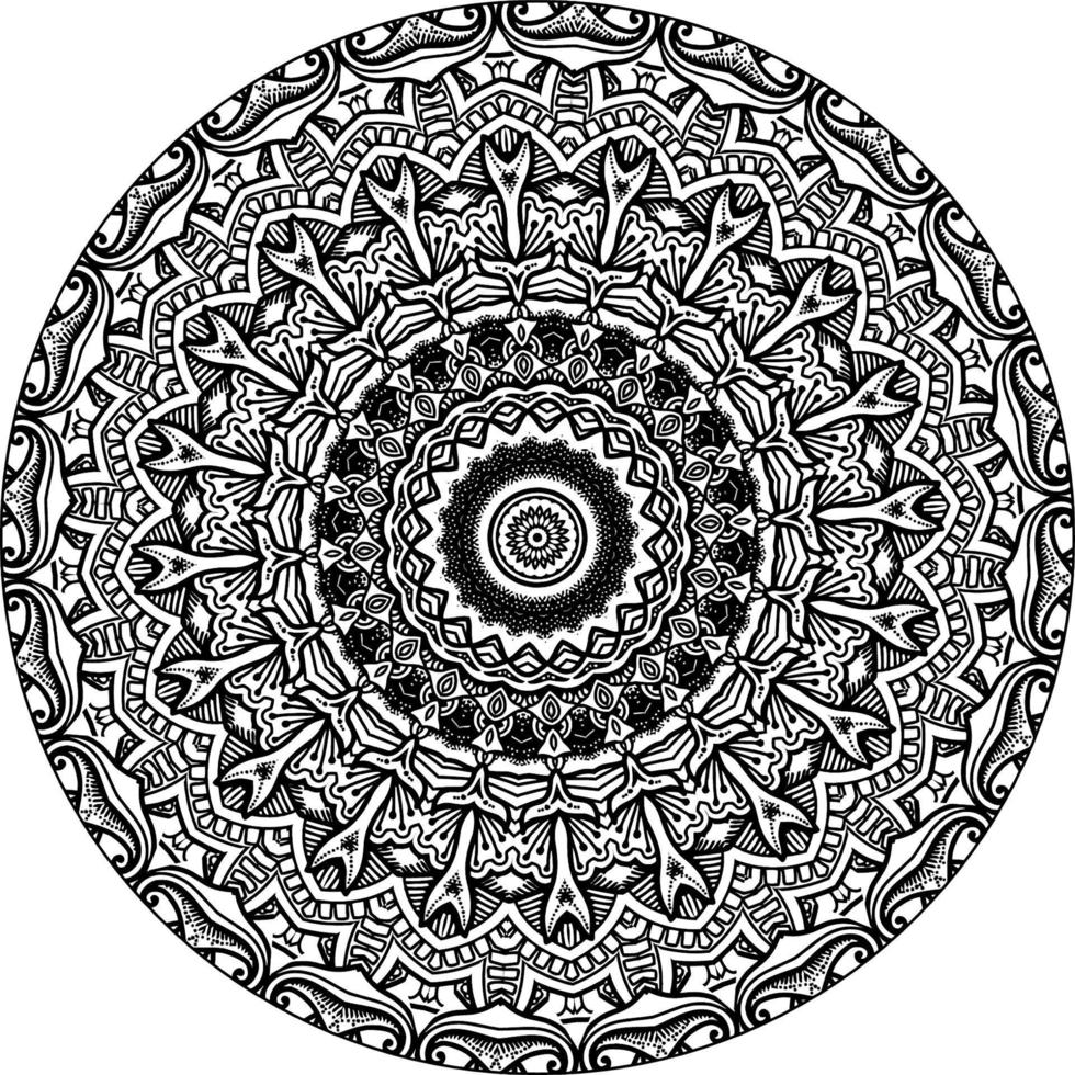 decorativo mandala con marina elementos y olas en blanco aislado antecedentes. para colorante libro paginas vector