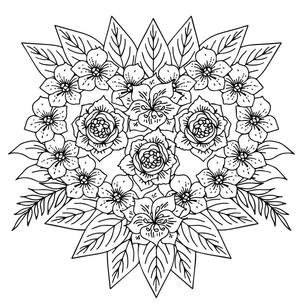 design flower outline element coloring page vector