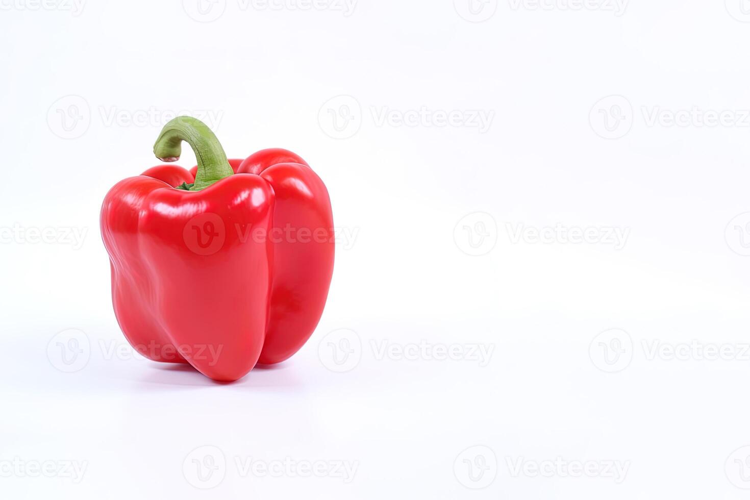 red bell pepper isolated on white background with copy space. photo