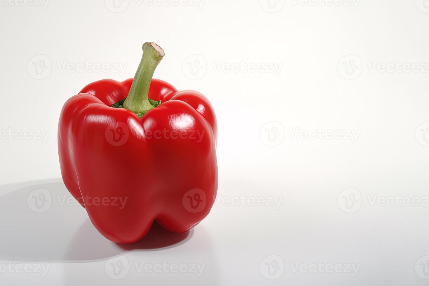 red bell pepper isolated on white background with copy space. photo