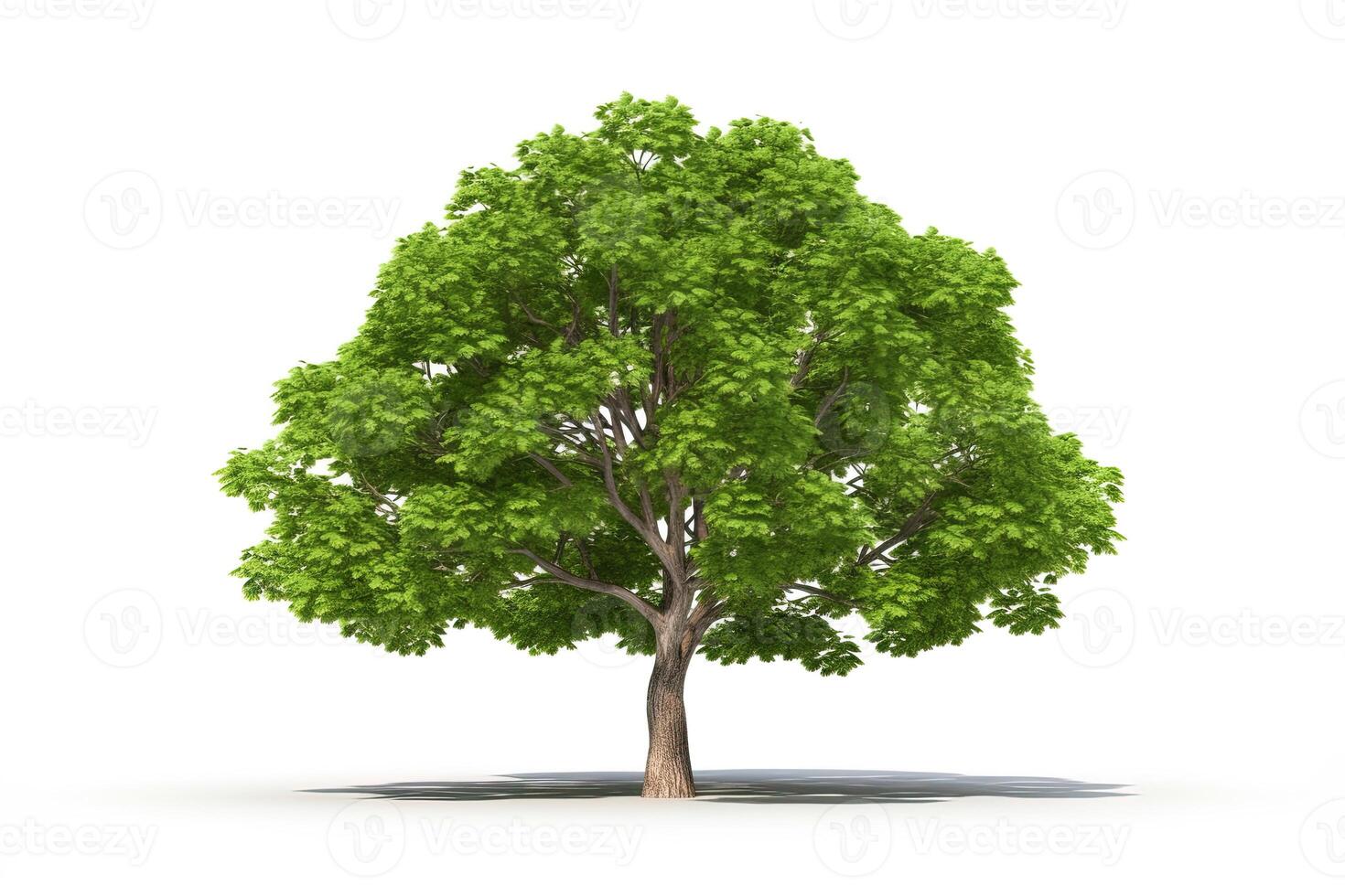 verde árbol aislado en blanco antecedentes. ai generado foto