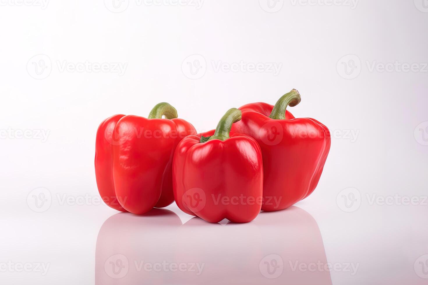 un grupo de rojo campana pimienta aislado en blanco antecedentes. ai generado foto