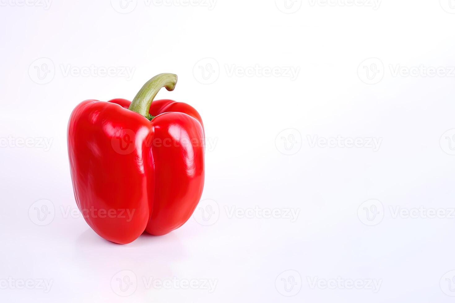 red bell pepper isolated on white background with copy space. photo
