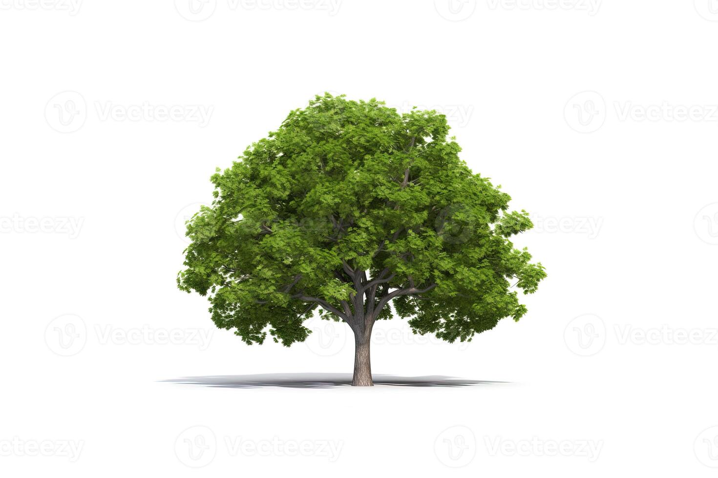 verde árbol aislado en blanco antecedentes. ai generado foto