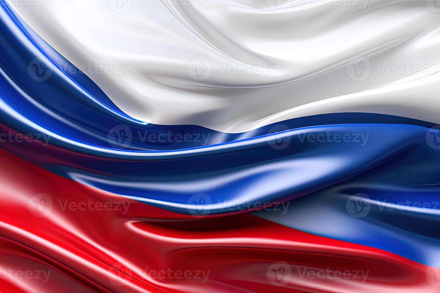 white, blue and red background, waving the national flag of Russia, waved a highly detailed close-up. photo