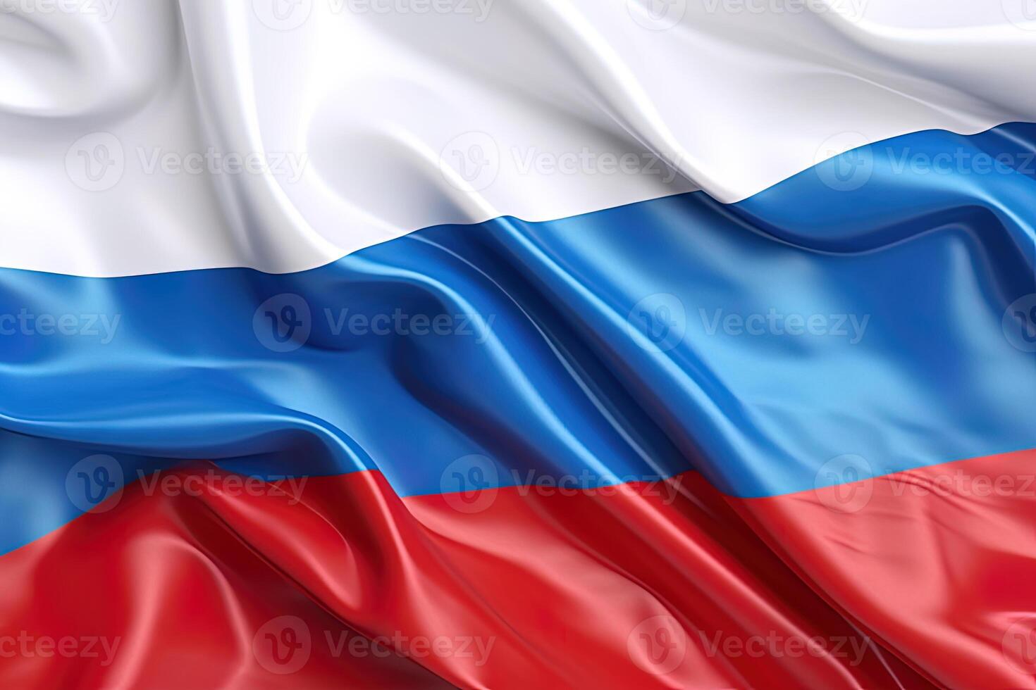 blanco, azul y rojo fondo, ondulación el nacional bandera de Rusia, saludó un muy detallado de cerca. ai generado foto