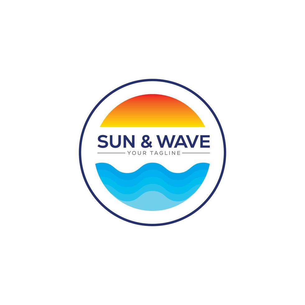 Creative Sun And Wave Logo Vector Illustration Template For Business, Firm And Company. Colour Red, Orange And Blue.