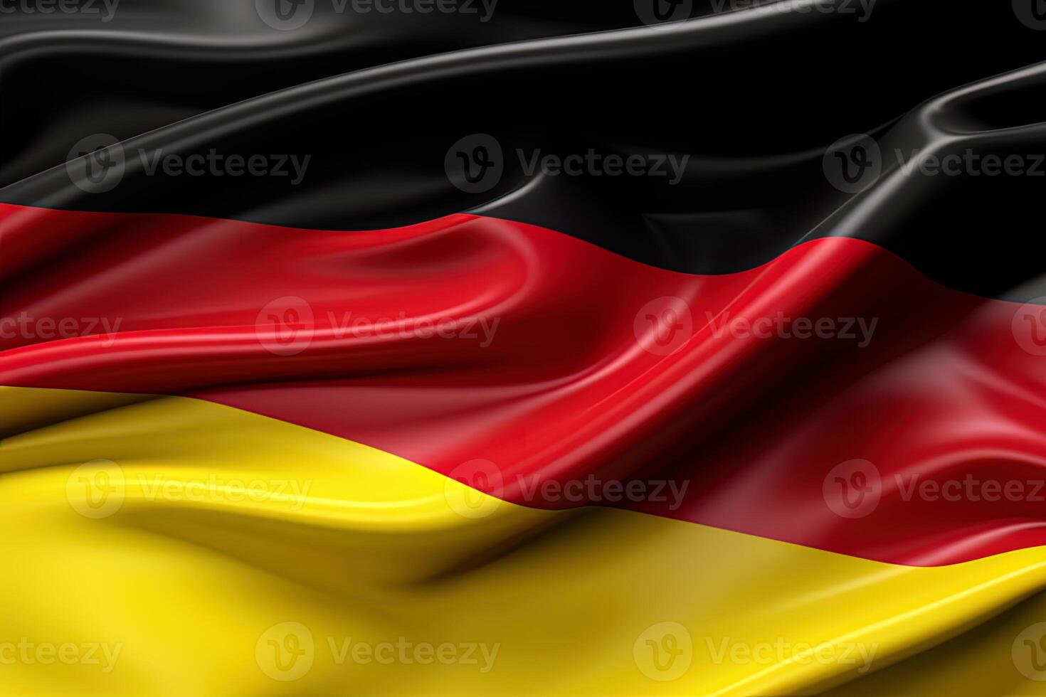 negro, rojo, y oro fondo, ondulación el nacional bandera de Alemania, saludó un muy detallado de cerca. ai generado foto