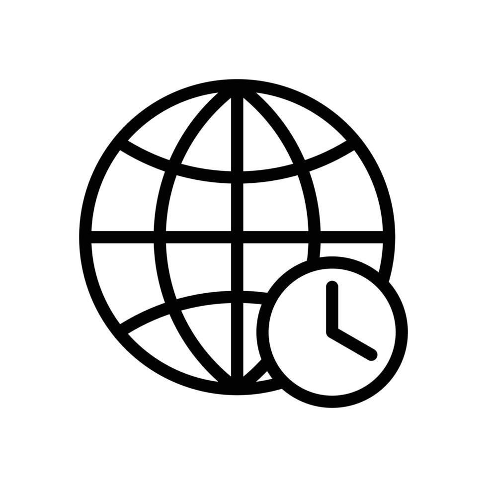 World clock, timezone, international time, global time zone icon in line style design isolated on white background. Editable stroke. vector