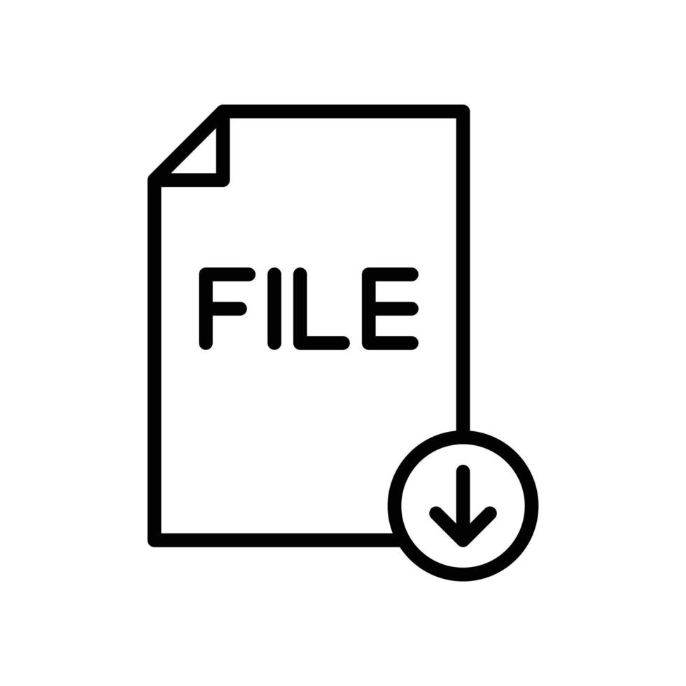 Download File Button Icon In Line Style Design Isolated On White.