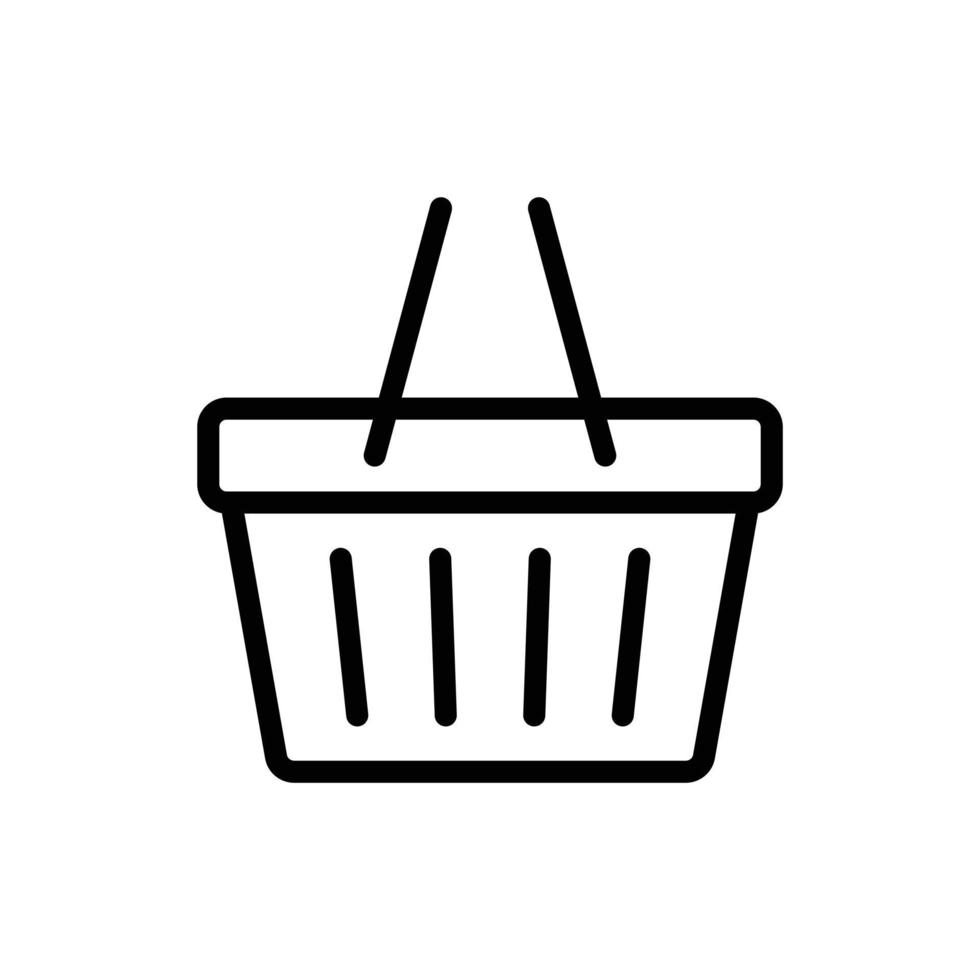 Supermarket shopping basket, online shopping concept icon in line style design isolated on white background. Editable stroke. vector