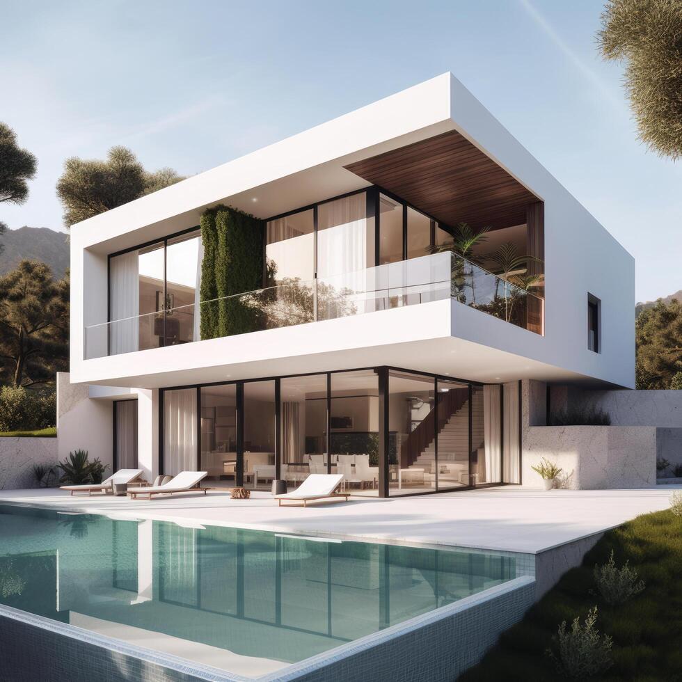 Modern villa. Real estate. Illustration photo