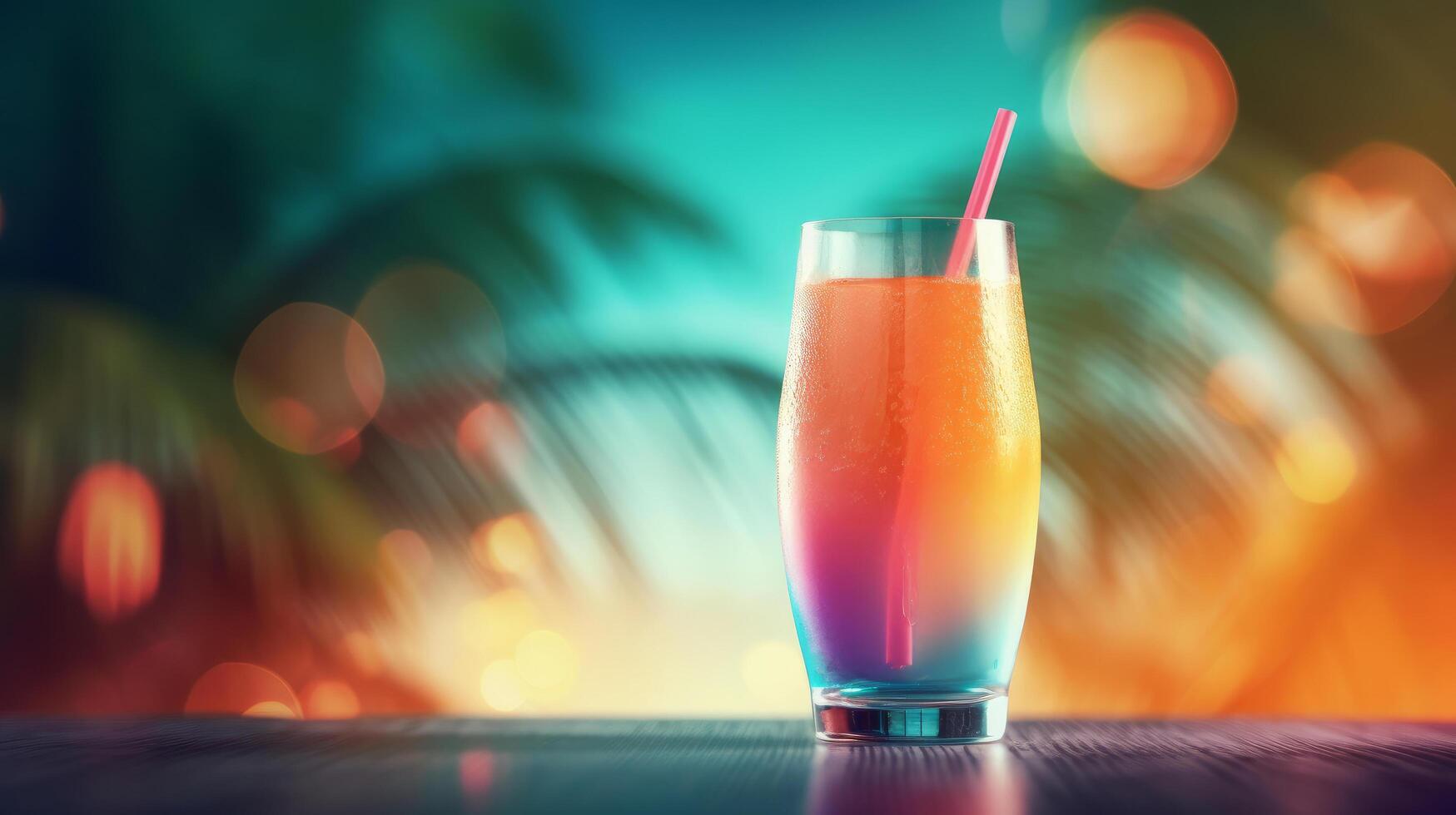 Summer vivid background with cocktail. Illustration photo