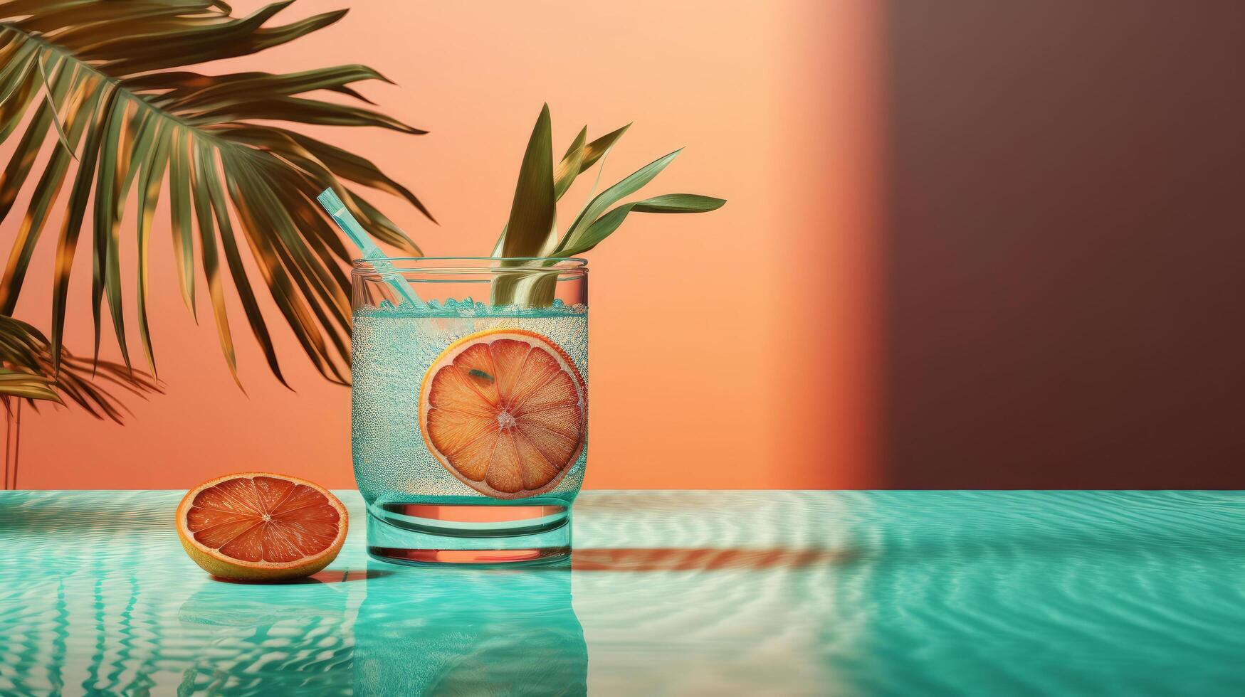 Summer vivid background with cocktail. Illustration photo