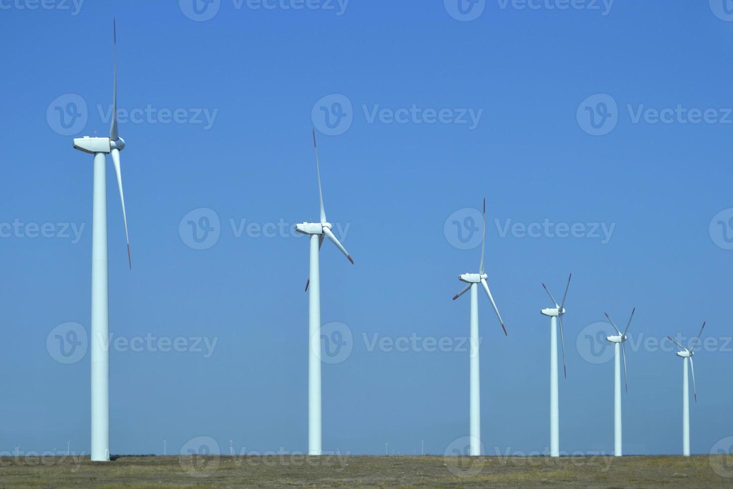 Wind Turbines and Cloudless Sky photo