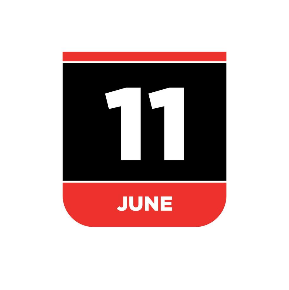 11th June calendar vector icon. 11 June monogram.