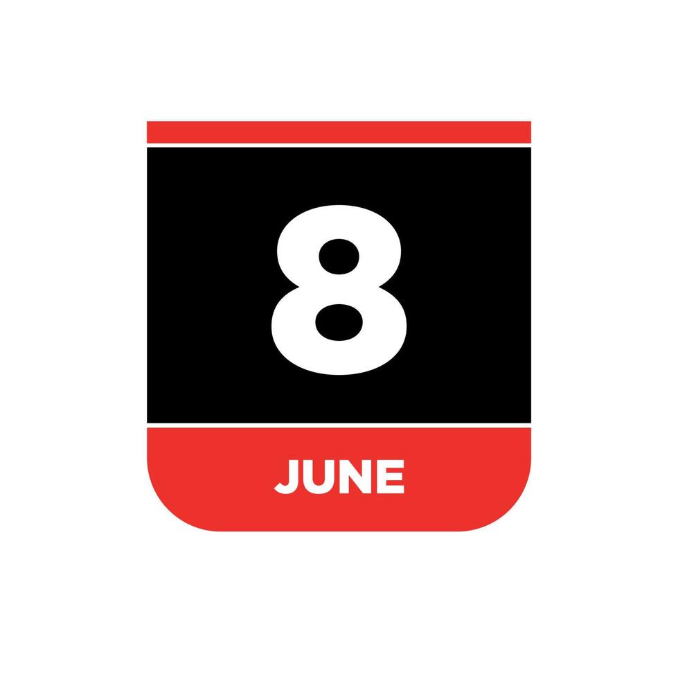 8th June calendar vector icon. 8 June monogram.