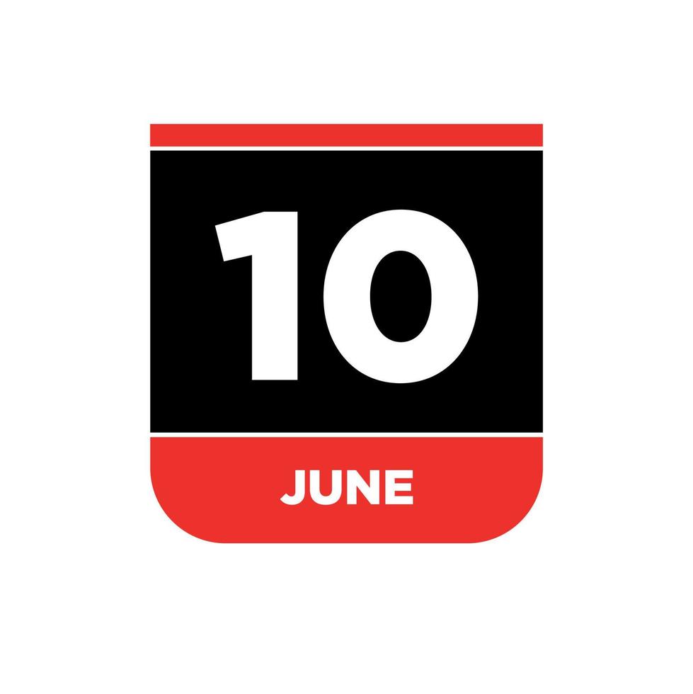 10th June calendar vector icon. 10 June monogram.