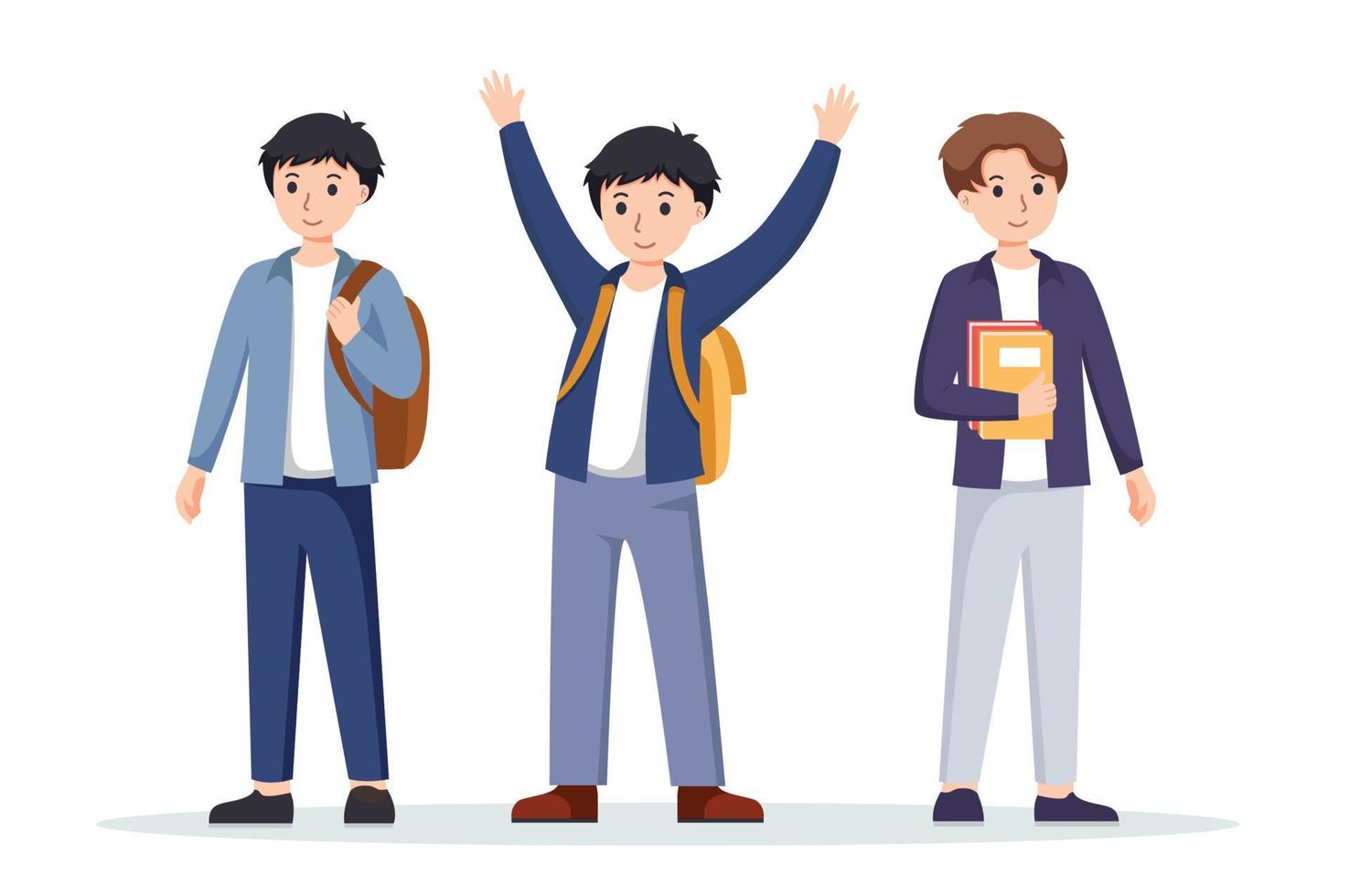 character boys student. Back to school , university concept vector illustration