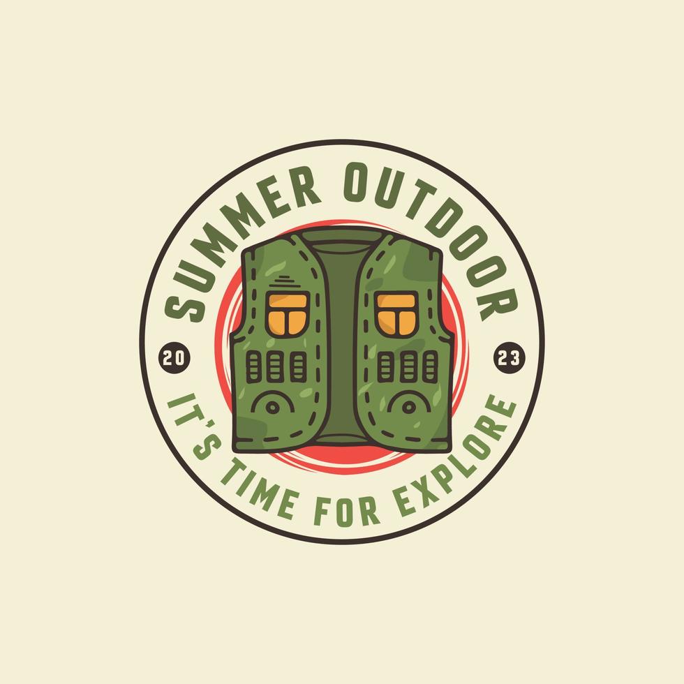 Summer Outdoor camp forest hiking exploring scout outdoor labels hipster stickers recent vintage vector