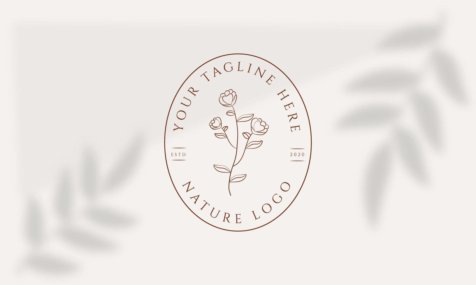 Botanical Floral element Hand Drawn Logo with Wild Flower and Leaves. Logo for spa and beauty salon, boutique, organic shop, wedding, floral designer, interior, photography, cosmetic. Free Vector