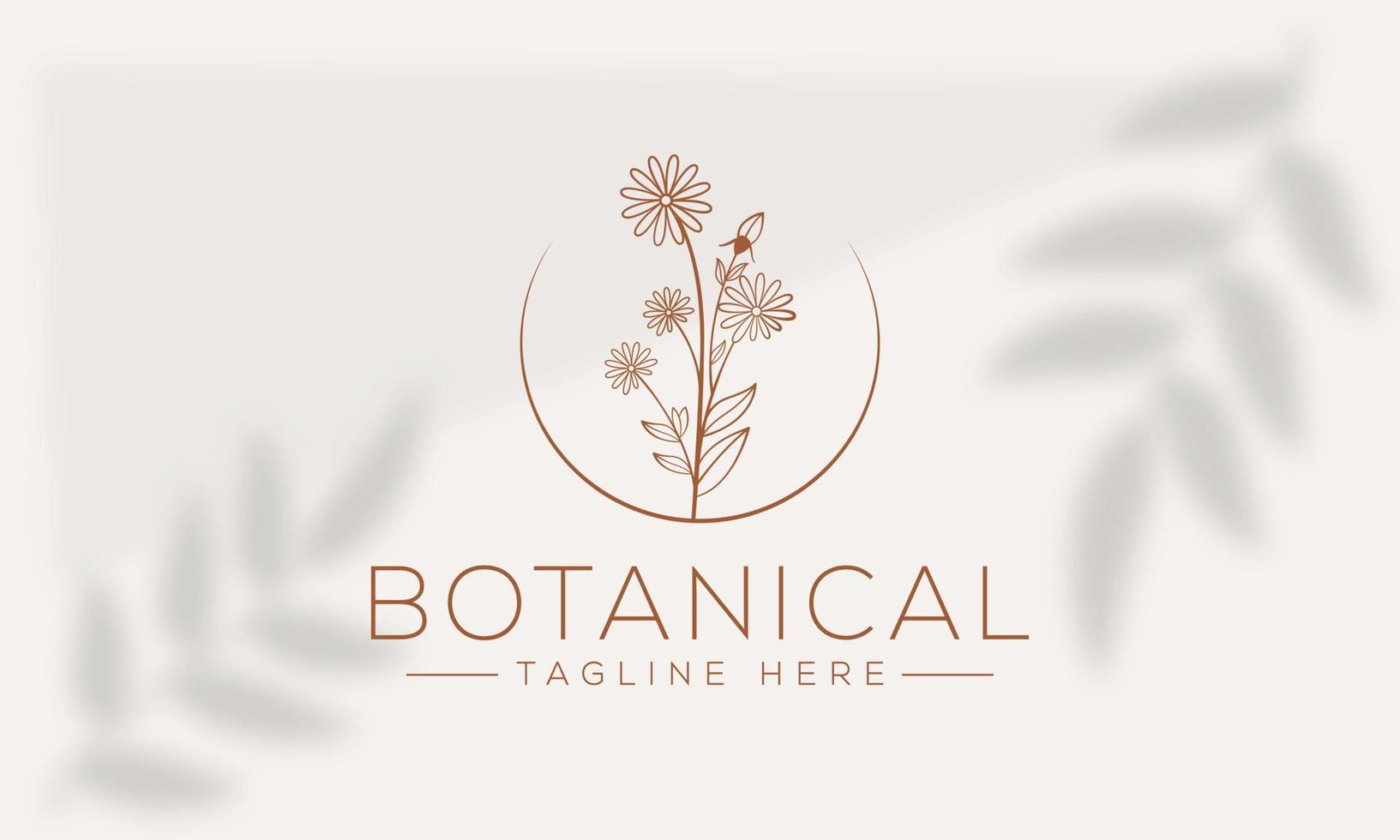 Botanical Floral element Hand Drawn Logo with Wild Flower and Leaves. Logo for spa and beauty salon, boutique, organic shop, wedding, floral designer, interior, photography, cosmetic. Free Vector