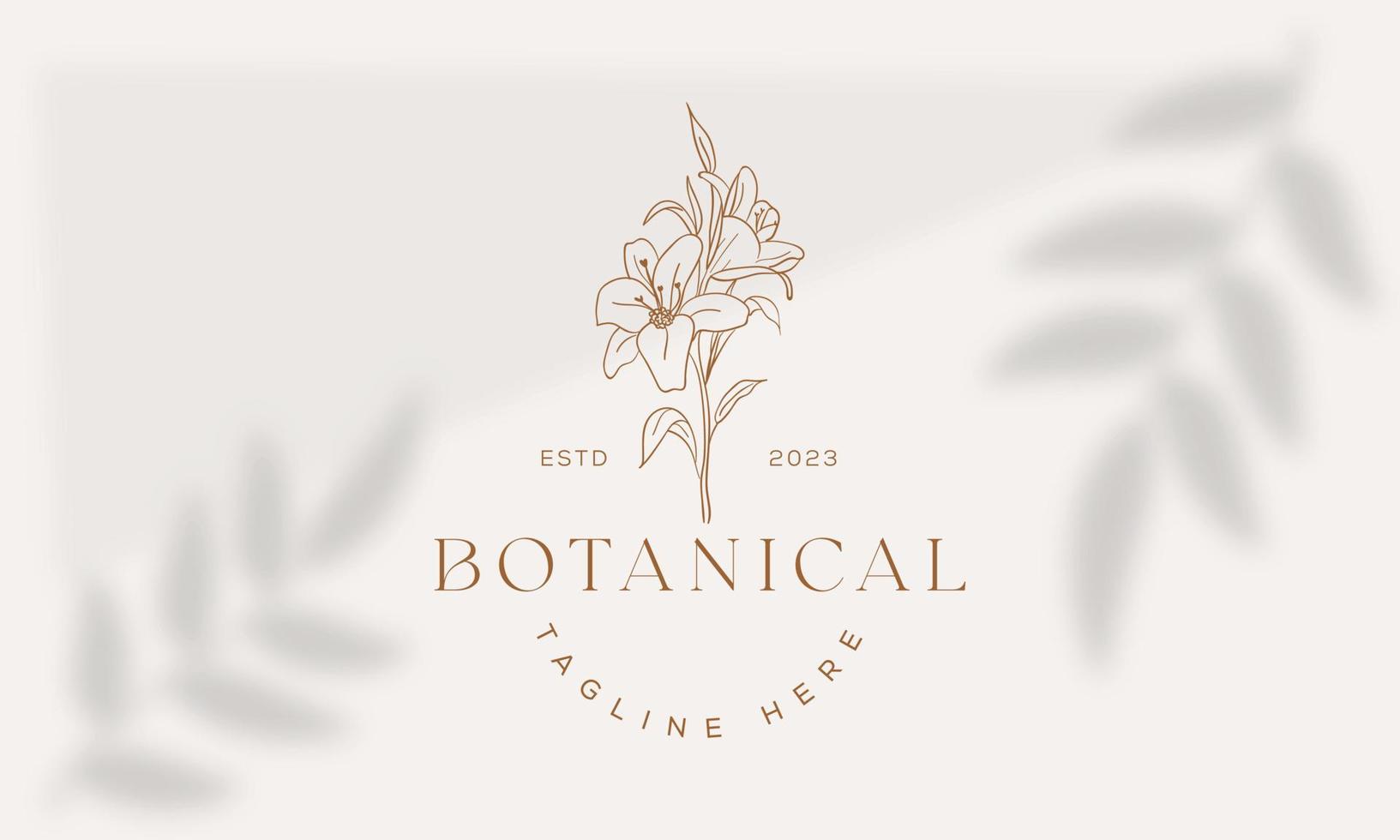 Botanical Floral element Hand Drawn Logo with Wild Flower and Leaves. Logo for spa and beauty salon, boutique, organic shop, wedding, floral designer, interior, photography, cosmetic. Free Vector
