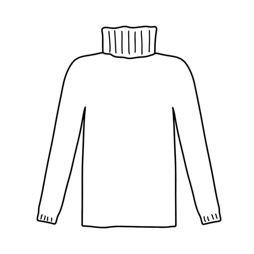 Vector hand drawn sweater doodle icon. Sketch outline illustration isolated on white.