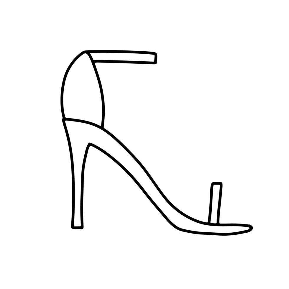 Women summer shoe. Sandals. Doodle offline illustration vector