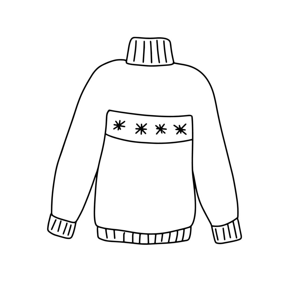Vector hand drawn sweater doodle icon. Sketch outline illustration isolated on white.