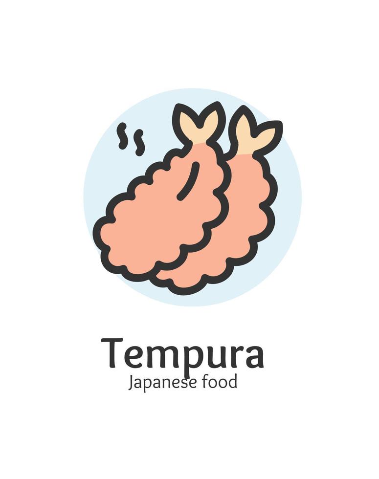 Japón comida tempura firmar Delgado línea icono emblema concepto. vector