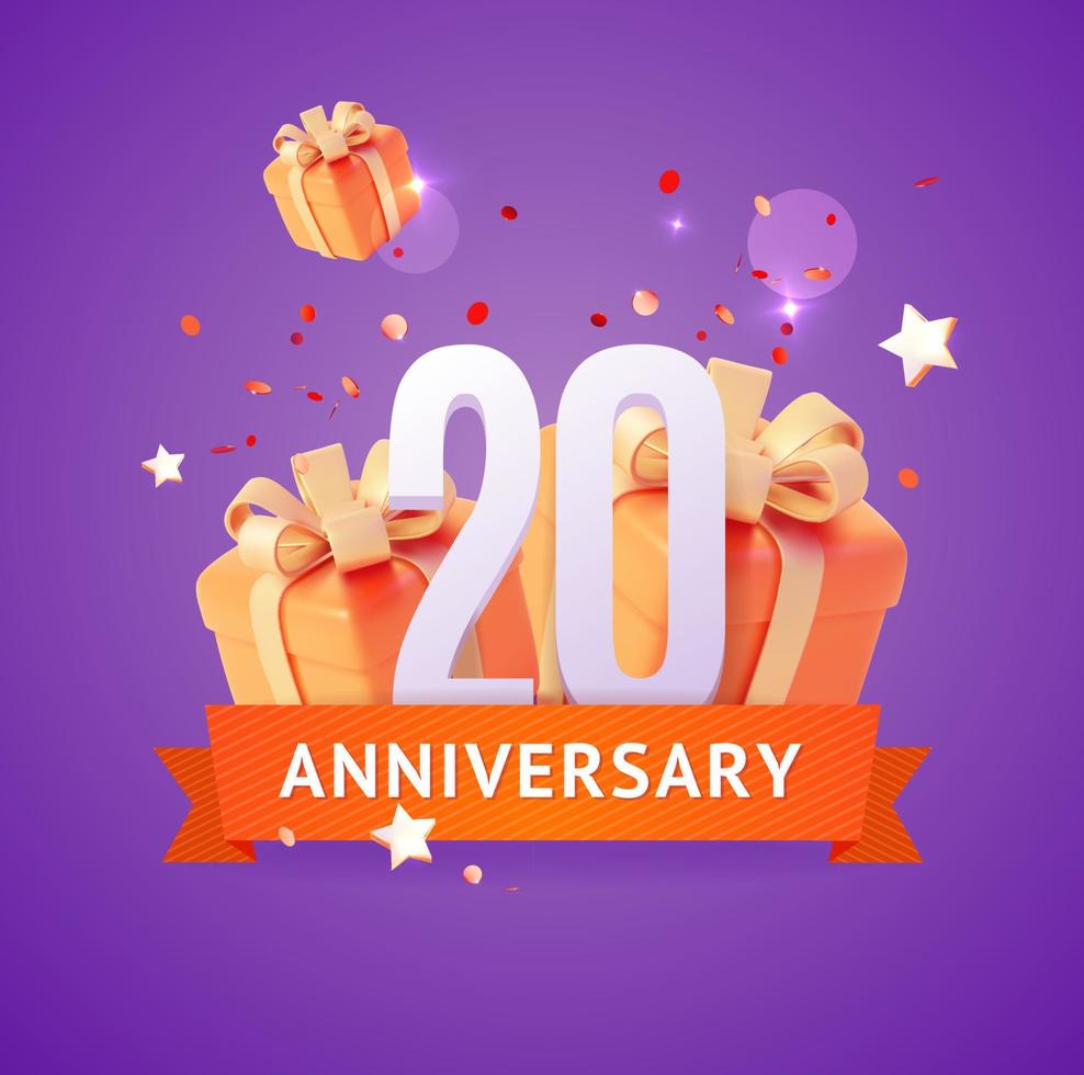 3d Anniversary Concept Cartoon Style. Vector