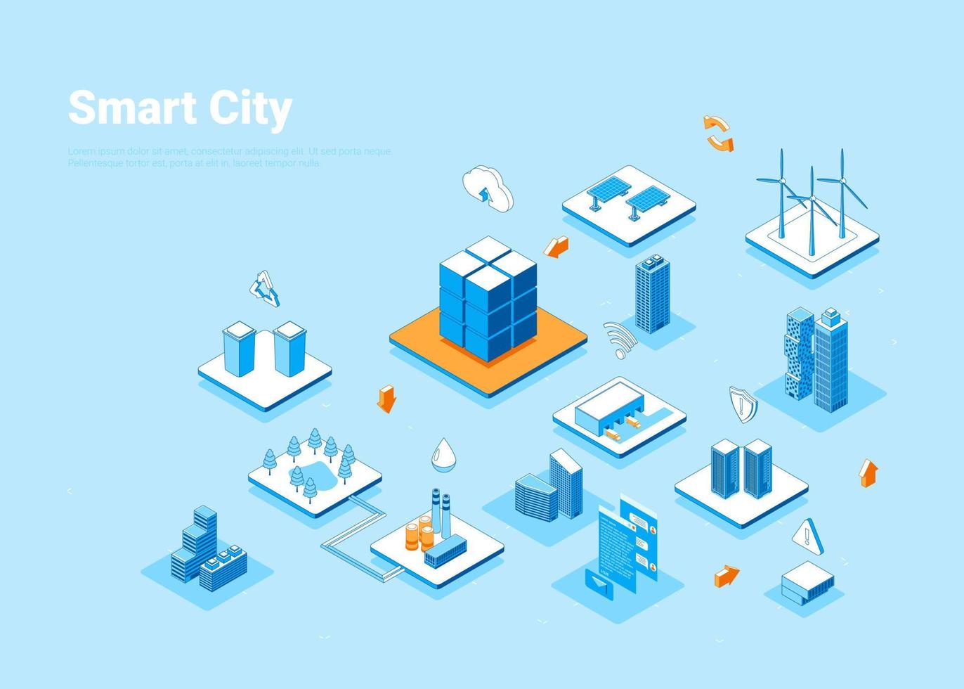 Smart City Concept 3D Isometric View. Vector