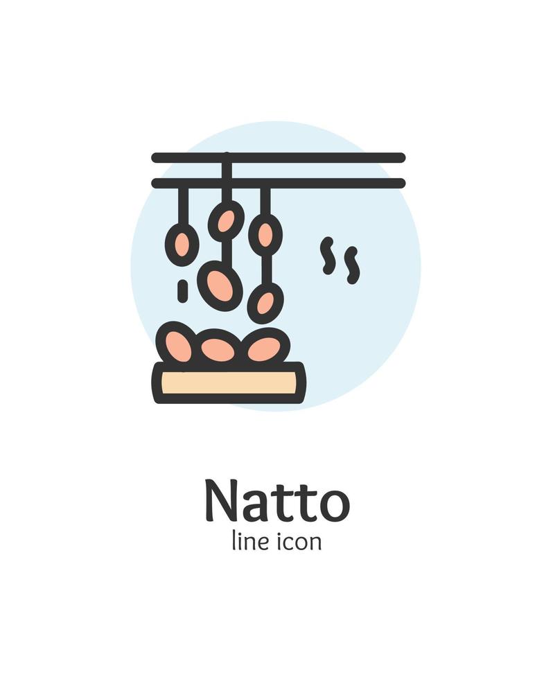 Japón comida natto firmar Delgado línea icono emblema concepto. vector