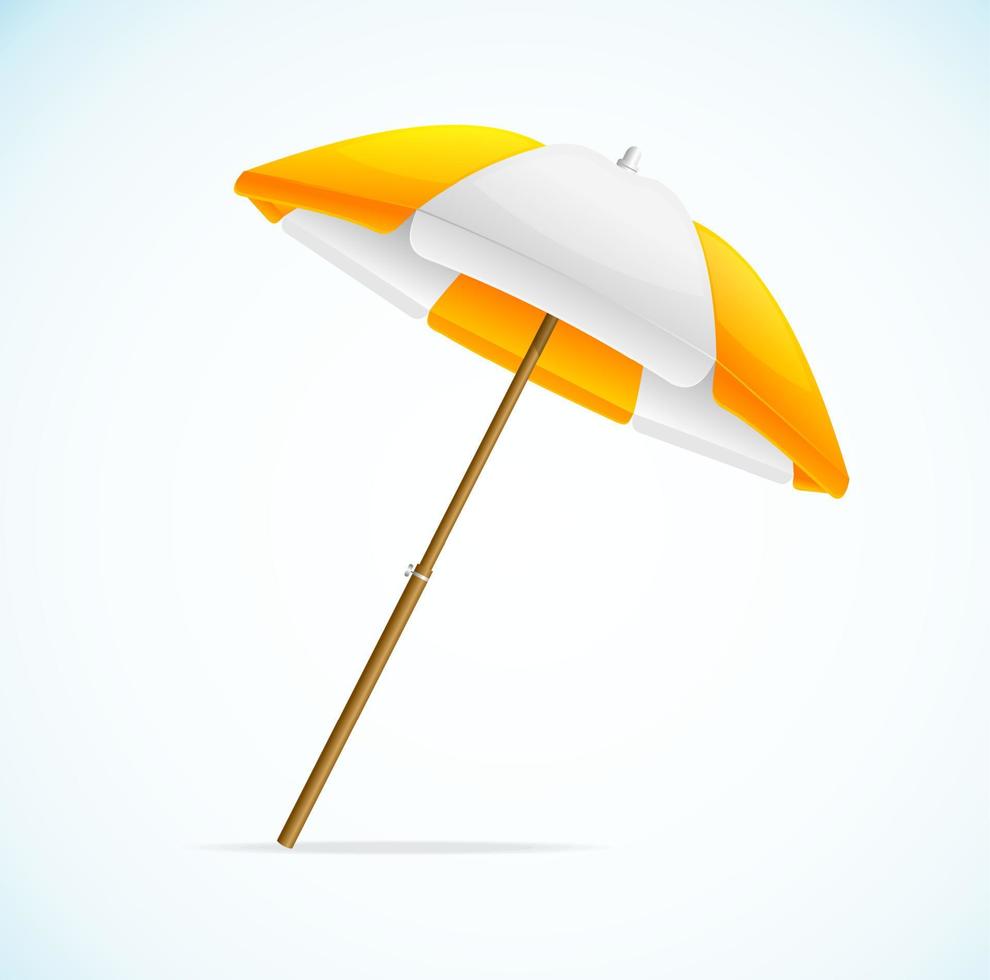 Realistic Detailed 3d Yellow Sun Umbrella. Vector