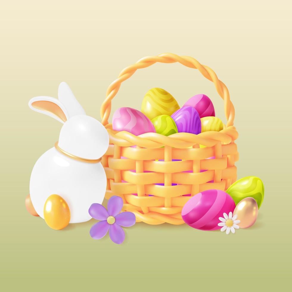 3d Happy Easter Concept Plasticine Cartoon Style. Vector