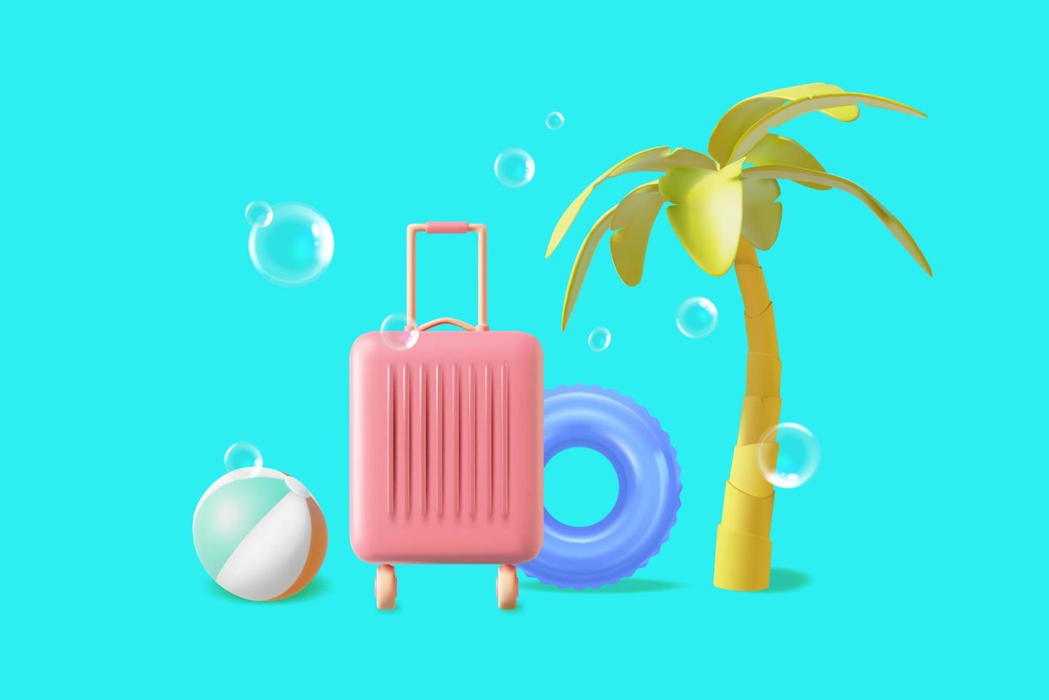 Summer Travel and Tourism Concept Element Set. Vector