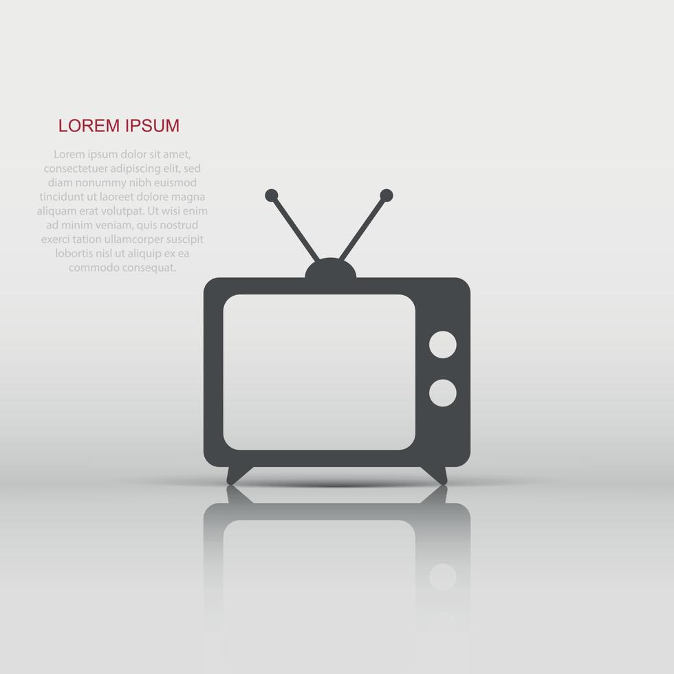 Vector Tv icon in flat style. Television sign illustration pictogram. Tv business concept.