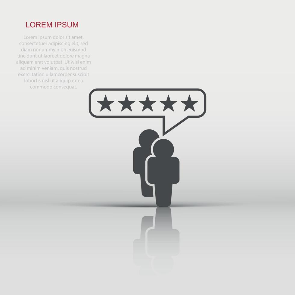 Vector customer reviews, user feedback icon in flat style. Rating sign illustration pictogram. Stars rating business concept.