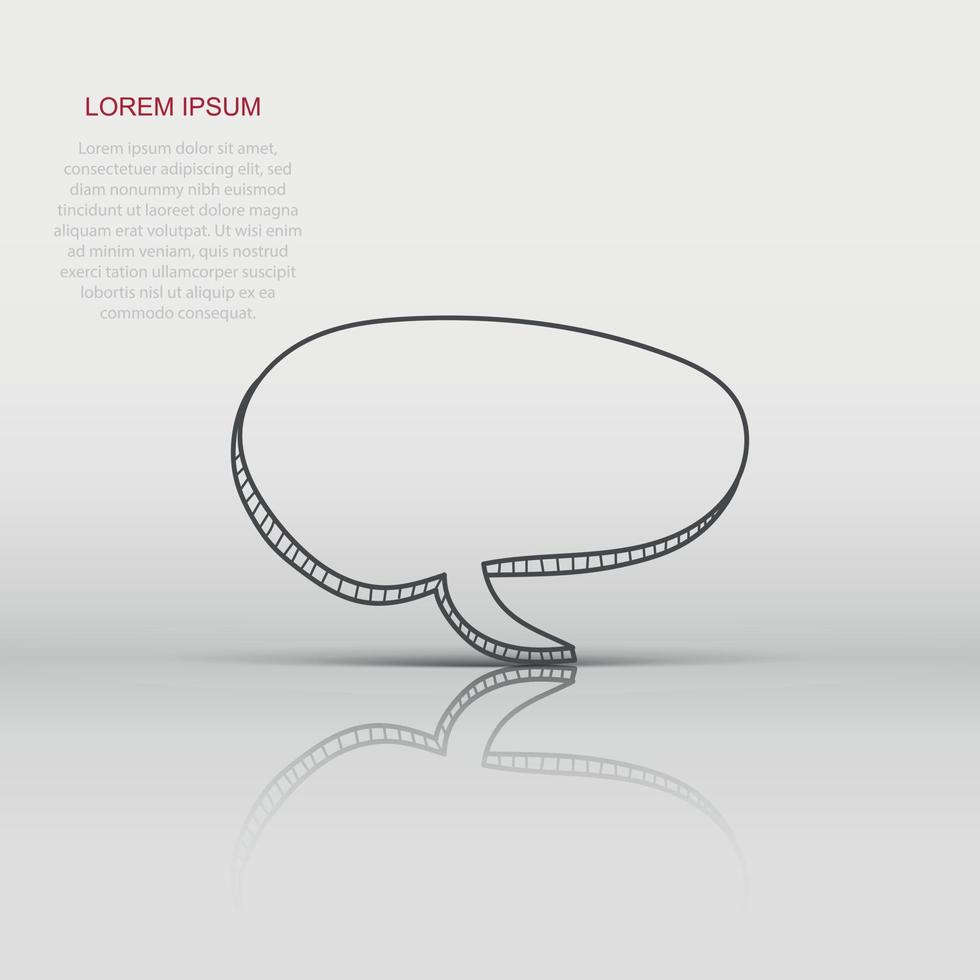 Vector speech bubble icon in flat style. Hand drawn speech bubble sign illustration pictogram. Dialog balloon business concept.