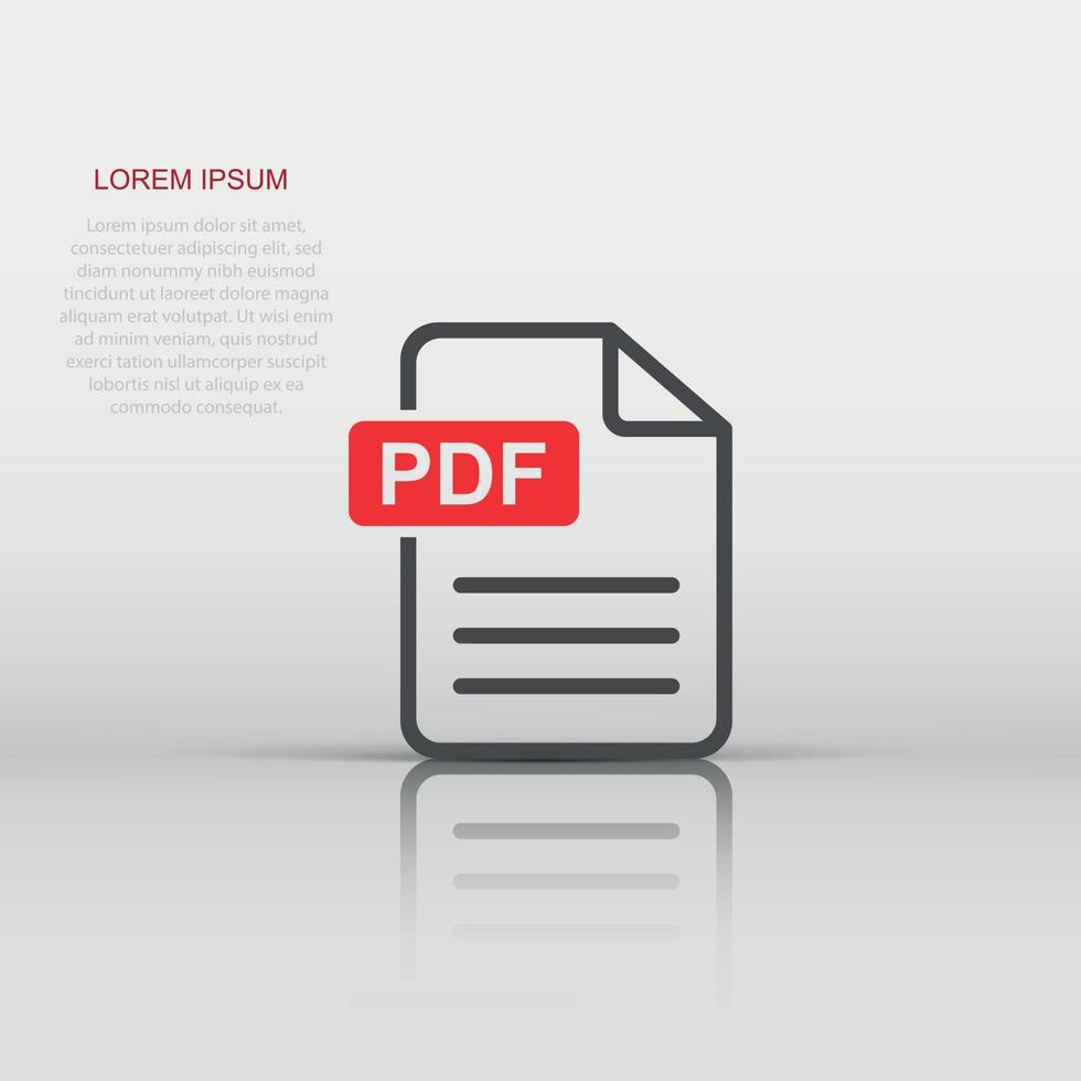 Vector PDF download icon in flat style. PDF format sign illustration pictogram. Document business concept.