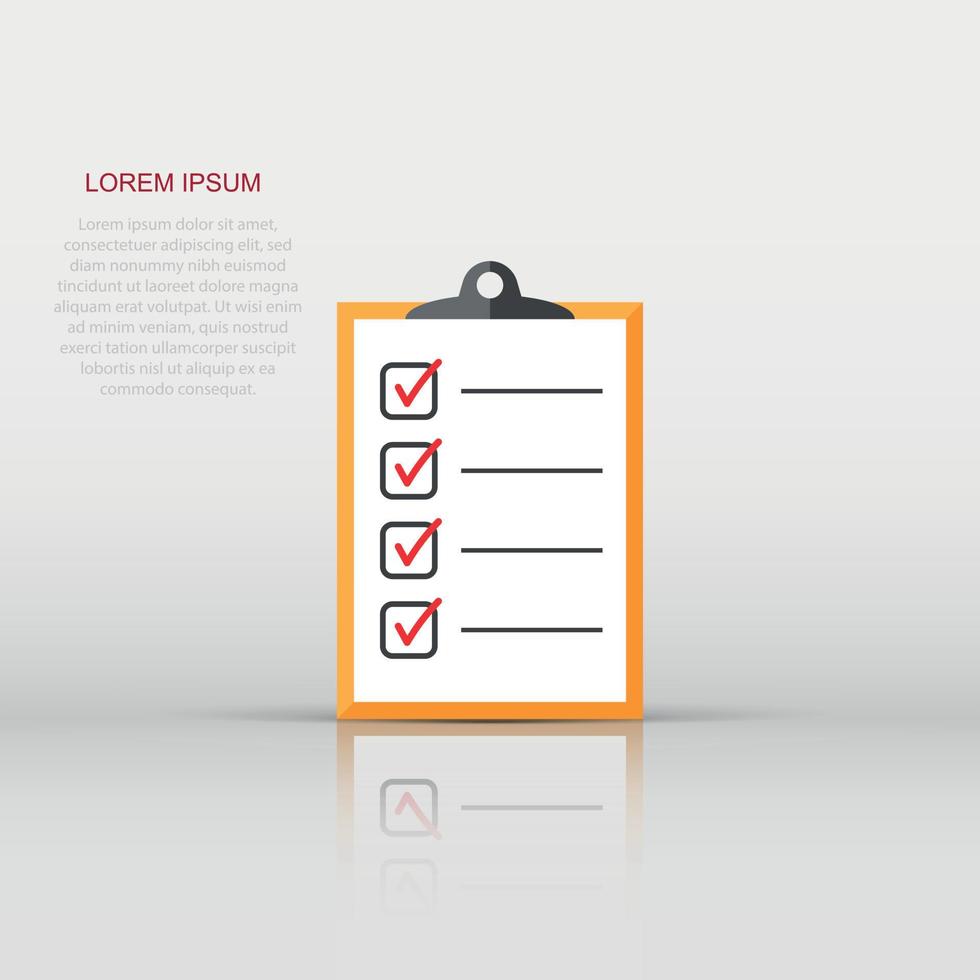 Vector to do list icon in flat style. Checklist, task list sign illustration pictogram. Reminder business concept.